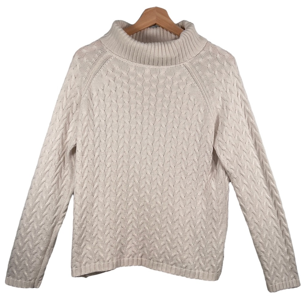 Cold Water Creek Cable Knit Turtleneck Cream Size L/14